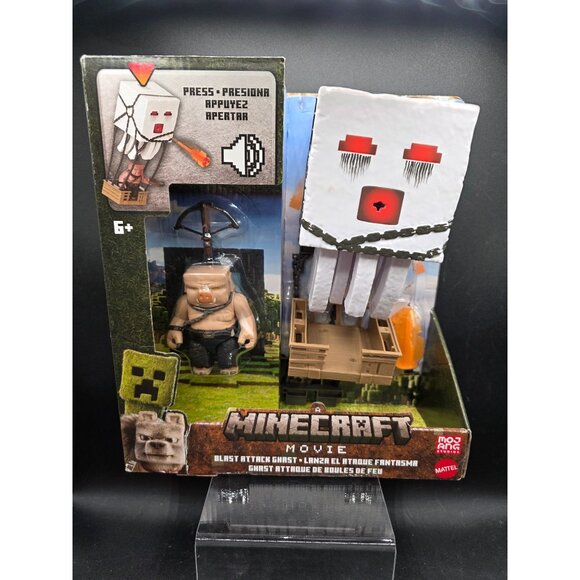 Minecraft Movie Blast Attack Ghast & Piglin Figure Set By Mattel - Picture 1 of 7